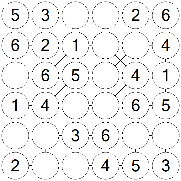 Chain Sudoku 6x6 - Simple
