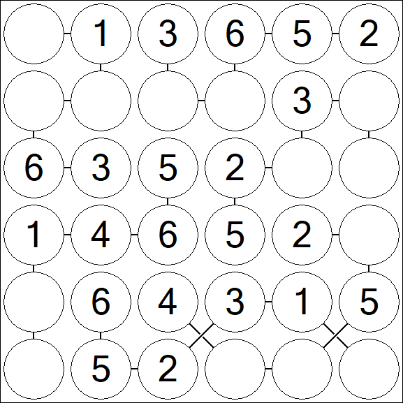Chain Sudoku 6x6 - Simple