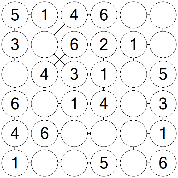 Chain Sudoku 6x6 - Simple