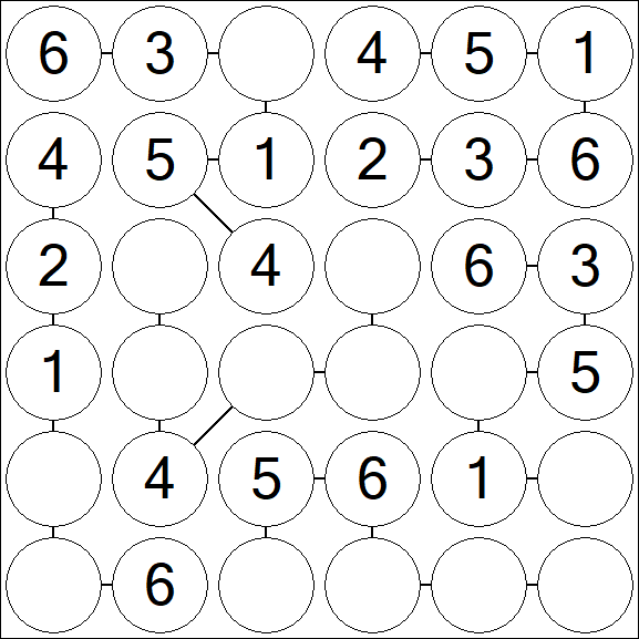 Chain Sudoku 6x6 - Simple