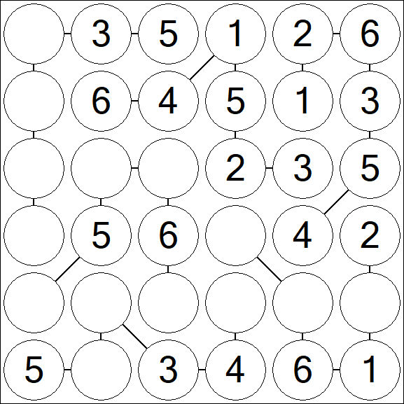 Chain Sudoku 6x6 - Fácil