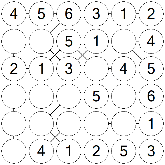 Chain Sudoku 6x6 - Fácil