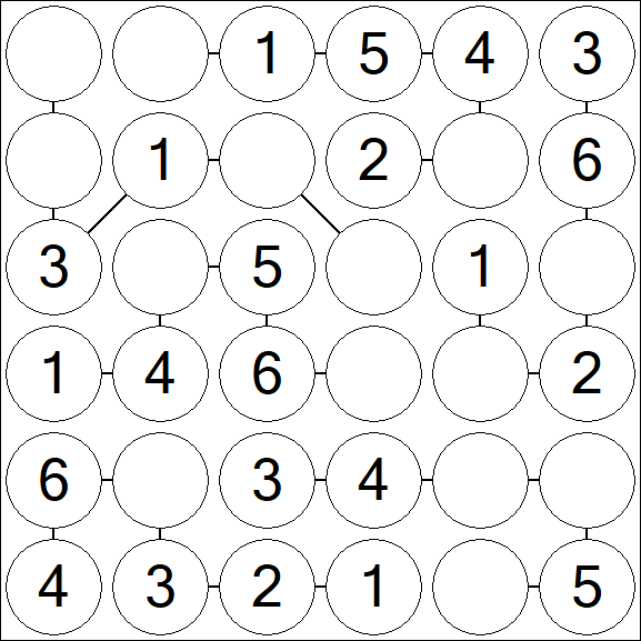 Chain Sudoku 6x6 - Fácil