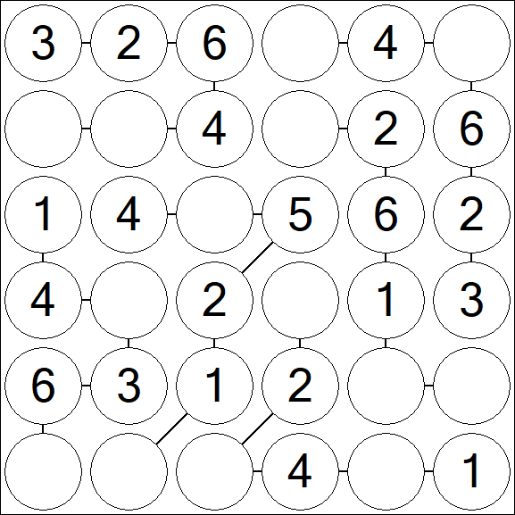 Chain Sudoku 6x6 - Fácil