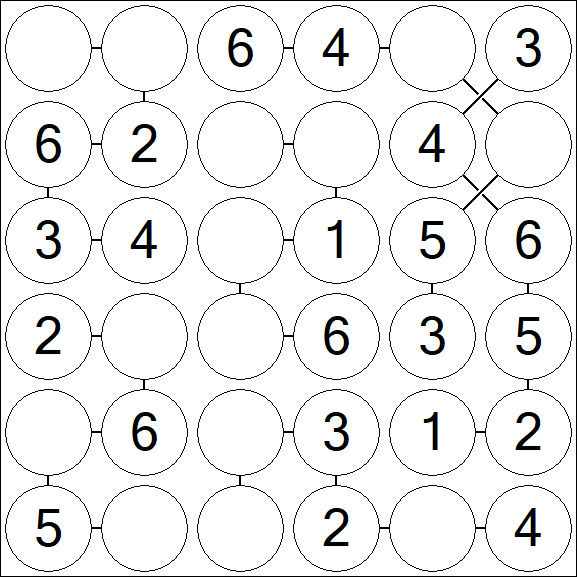 Chain Sudoku 6x6 - Fácil