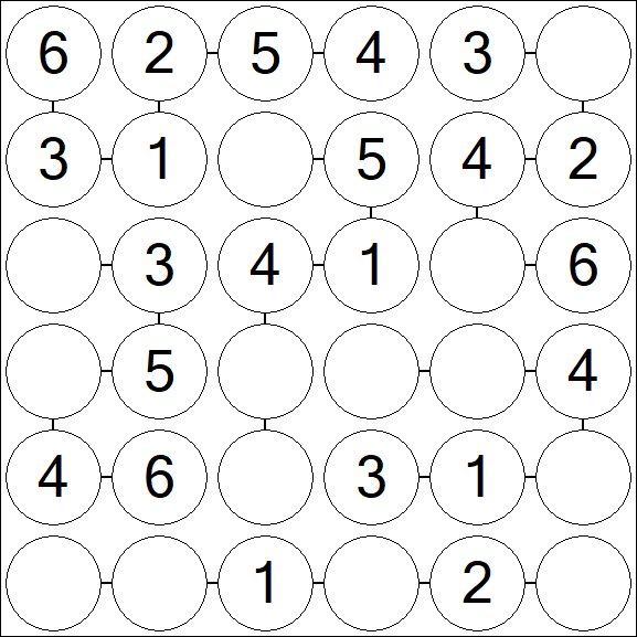Chain Sudoku 6x6 - Fácil