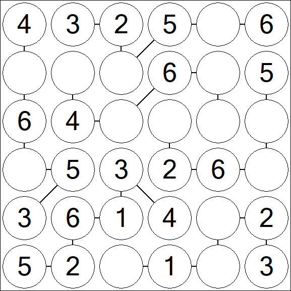 Chain Sudoku 6x6 - Fácil