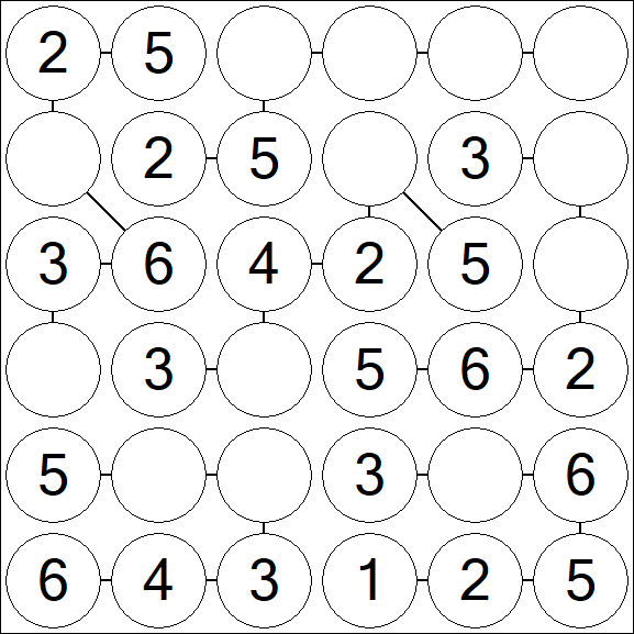 Chain Sudoku 6x6 - Fácil