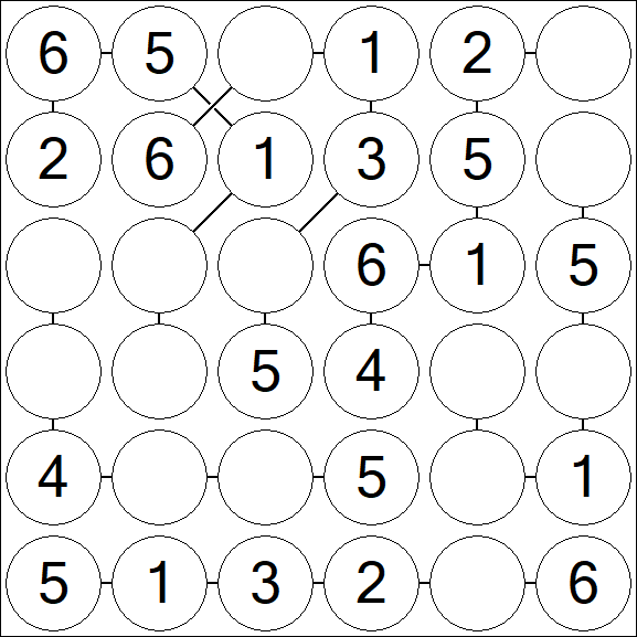 Chain Sudoku 6x6 - Fácil