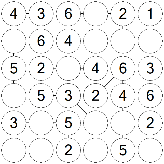 Chain Sudoku 6x6 - Fácil