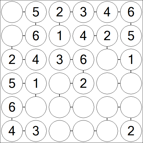Chain Sudoku 6x6 - Fácil