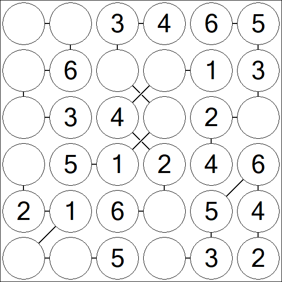 Chain Sudoku 6x6 - Simple