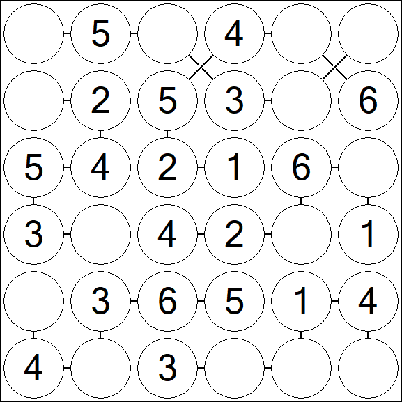 Chain Sudoku 6x6 - Fácil