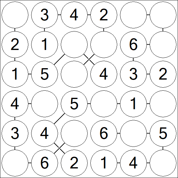 Chain Sudoku 6x6 - Simple