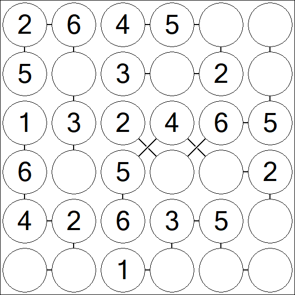 Chain Sudoku 6x6 - Simple