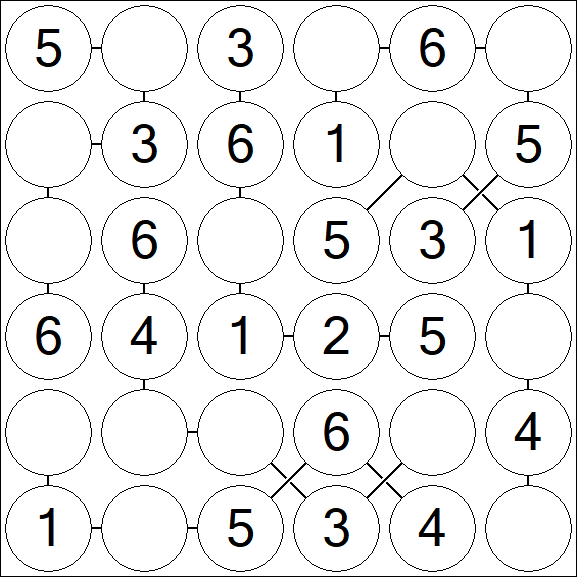 Chain Sudoku 6x6 - Simple