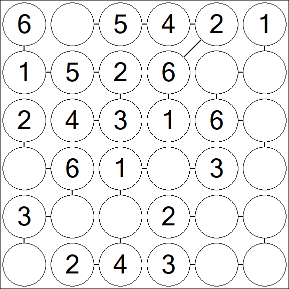 Chain Sudoku 6x6 - Simple