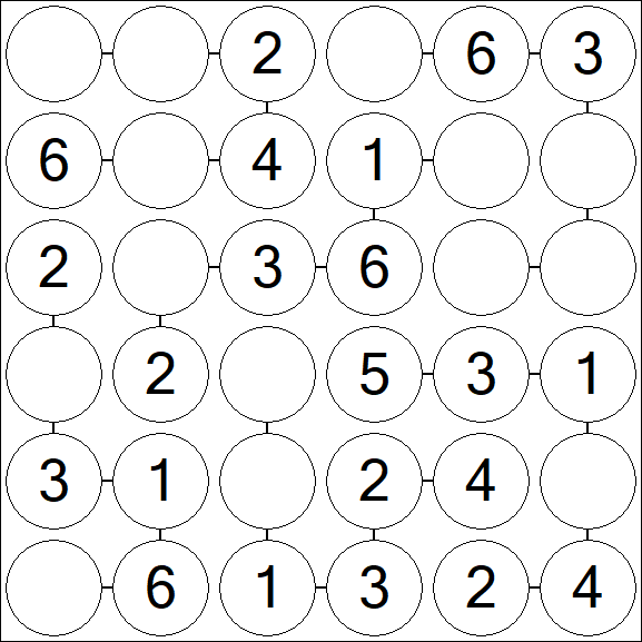 Chain Sudoku 6x6 - Simple