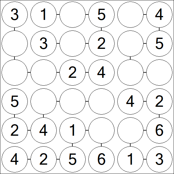 Chain Sudoku 6x6 - Simple