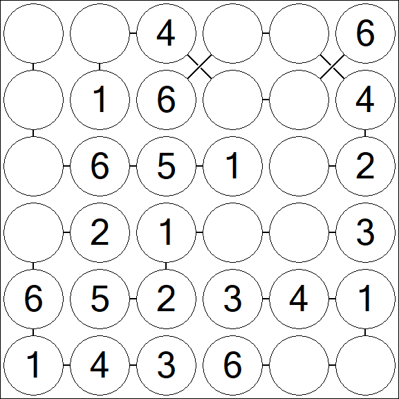 Chain Sudoku 6x6 - Simple