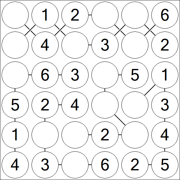 Chain Sudoku 6x6 - Simple