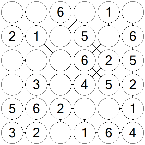 Chain Sudoku 6x6 - Simple