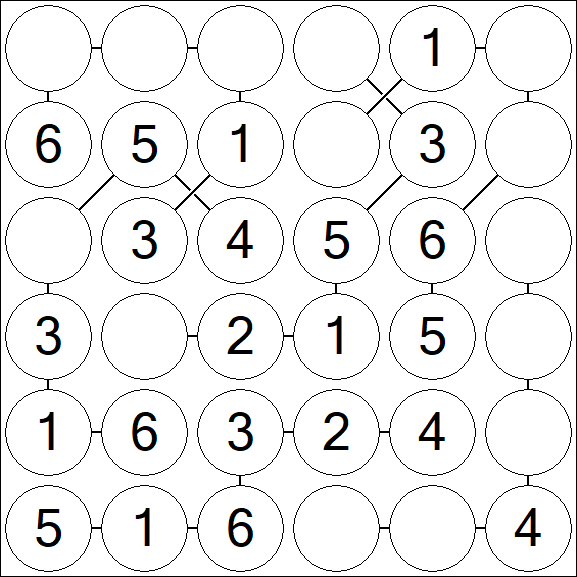 Chain Sudoku 6x6 - Simple
