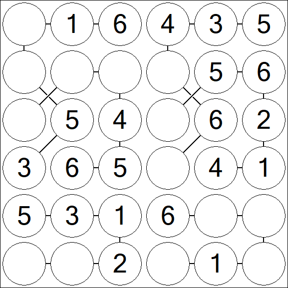 Chain Sudoku 6x6 - Simple