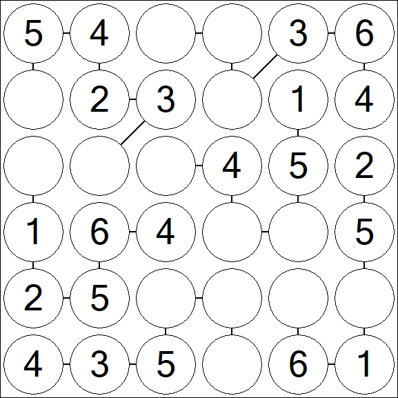 Chain Sudoku 6x6 - Simple