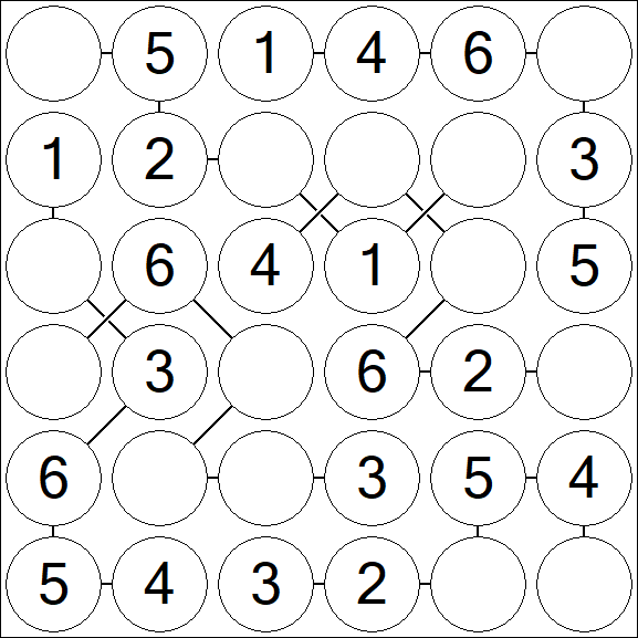 Chain Sudoku 6x6 - Simple