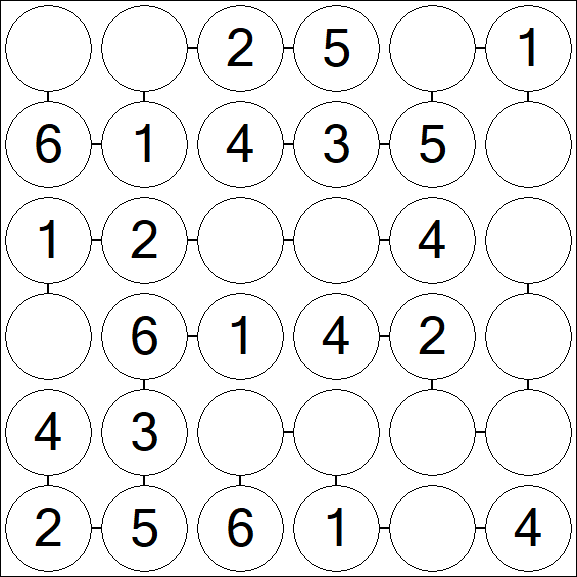 Chain Sudoku 6x6 - Simple