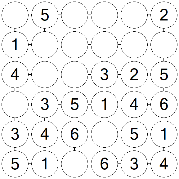 Chain Sudoku 6x6 - Simple