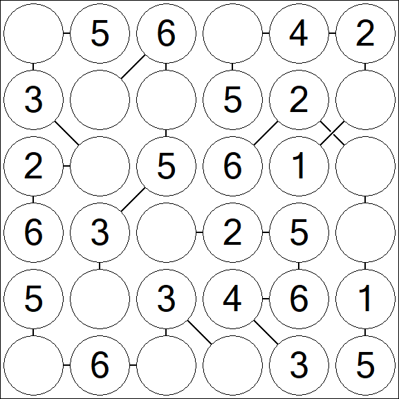 Chain Sudoku 6x6 - Simple