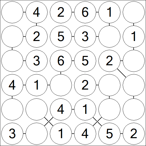 Chain Sudoku 6x6 - Simple
