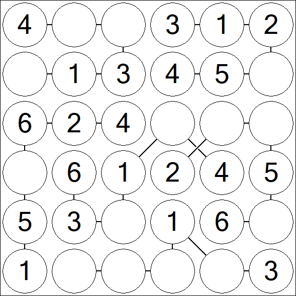 Chain Sudoku 6x6 - Simple