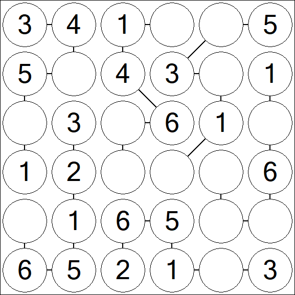 Chain Sudoku 6x6 - Simple