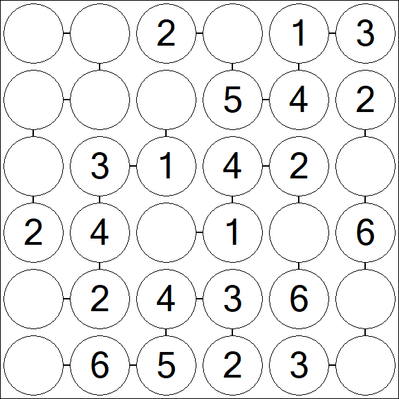 Chain Sudoku 6x6 - Fácil