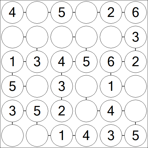 Chain Sudoku 6x6 - Fácil