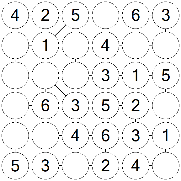 Chain Sudoku 6x6 - Fácil