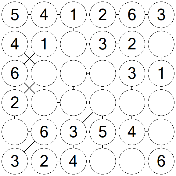 Chain Sudoku 6x6 - Fácil