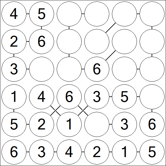 Chain Sudoku 6x6 - Fácil