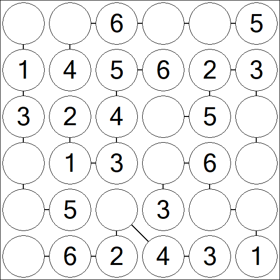 Chain Sudoku 6x6 - Fácil