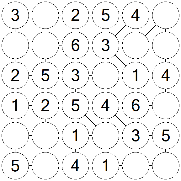 Chain Sudoku 6x6 - Fácil