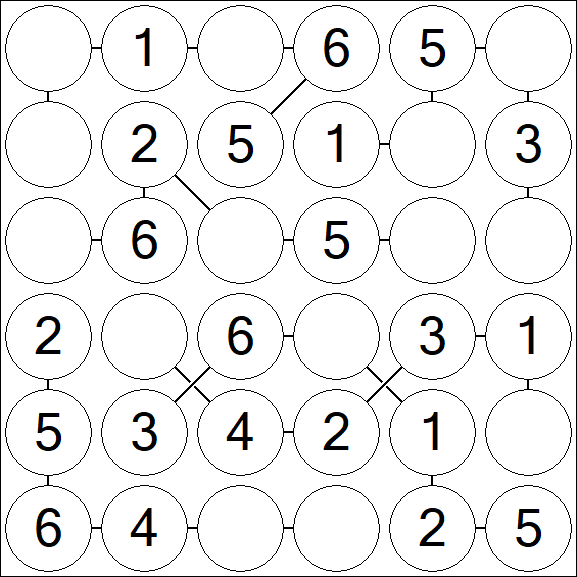 Chain Sudoku 6x6 - Fácil