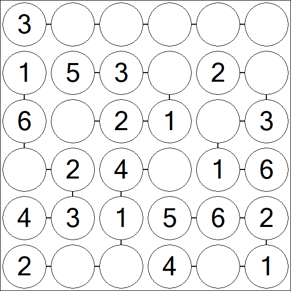 Chain Sudoku 6x6 - Fácil
