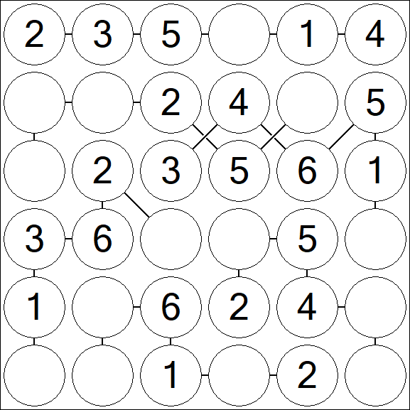 Chain Sudoku 6x6 - Fácil