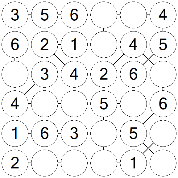 Chain Sudoku 6x6 - Fácil
