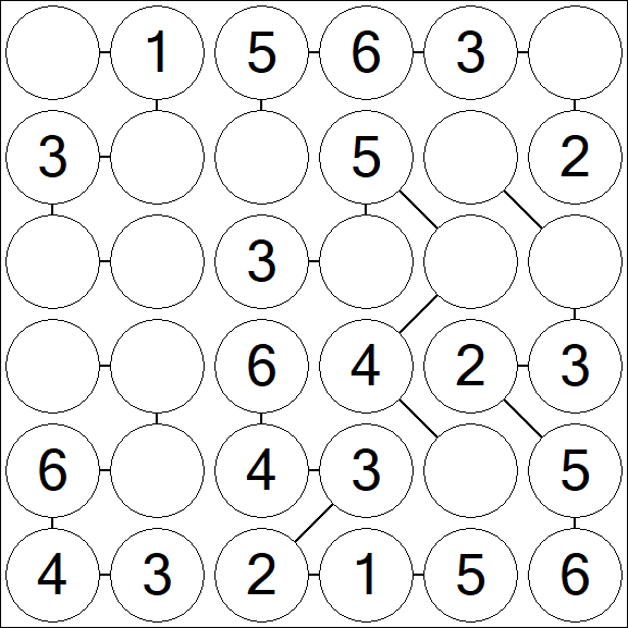 Chain Sudoku 6x6 - Fácil