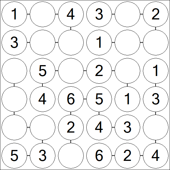 Chain Sudoku 6x6 - Fácil