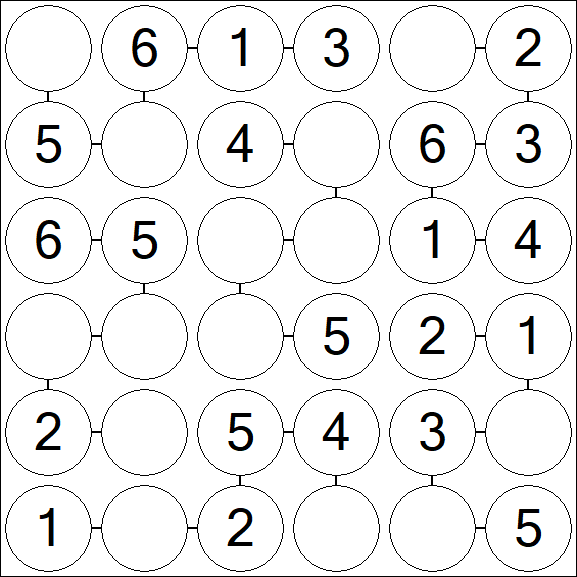 Chain Sudoku 6x6 - Fácil
